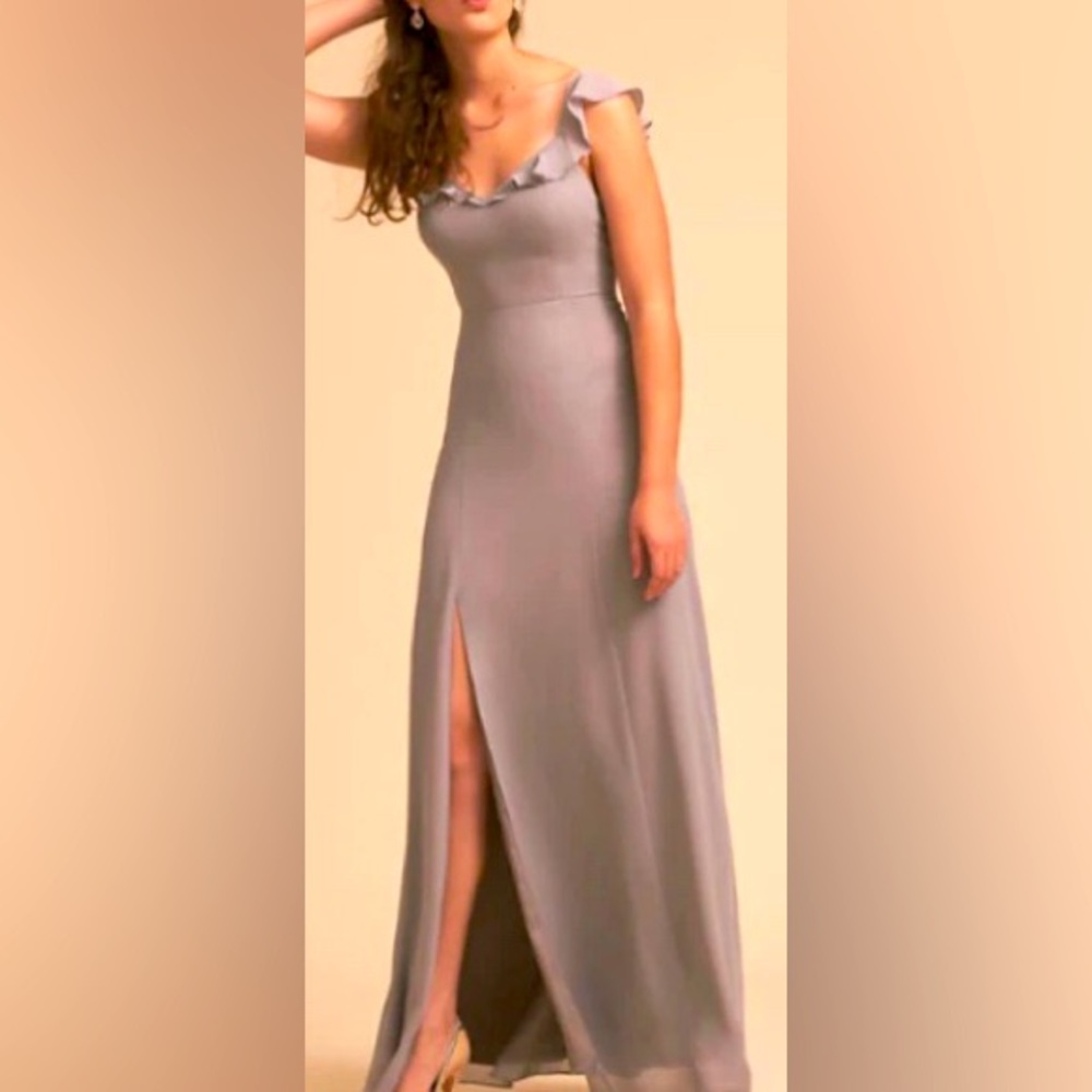BHLDN Gown Medium Gray Silver Formal Evening Wedding Bridesmaid Prom Gala Party